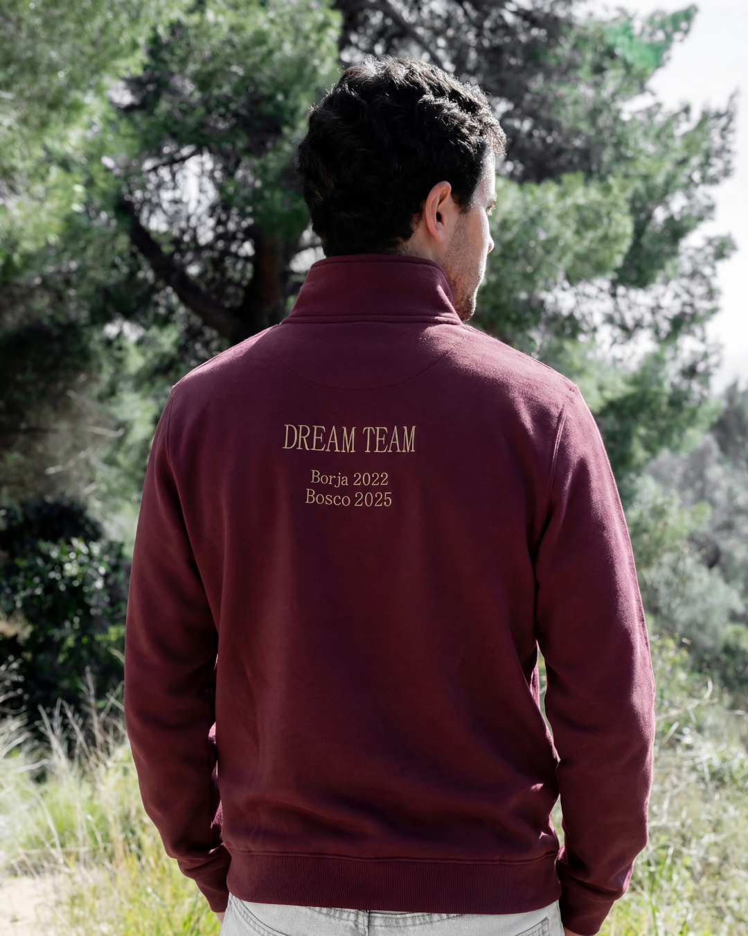 Sudadera personalizada zip Dad granate