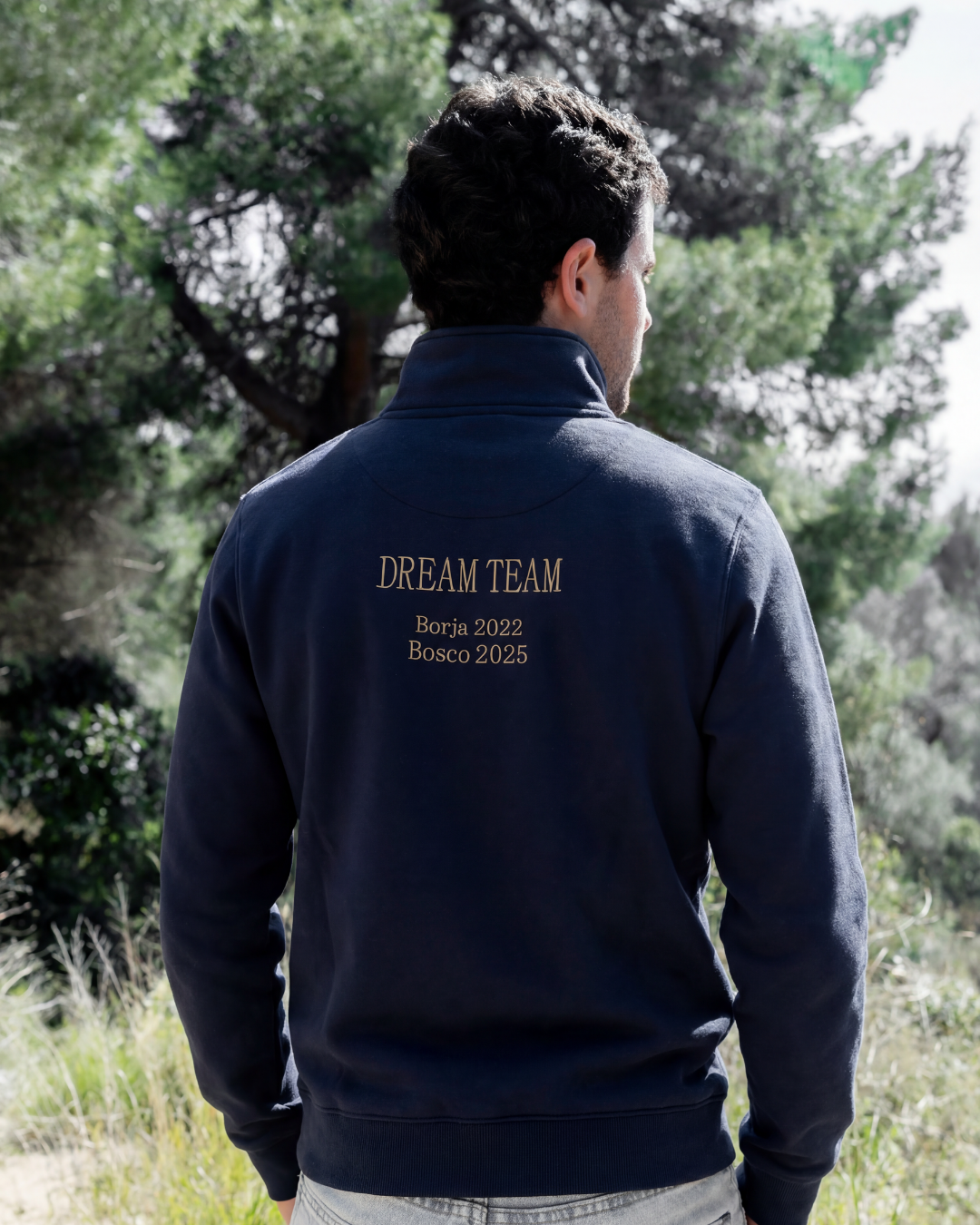 Sudadera personalizada zip Dad azul marino