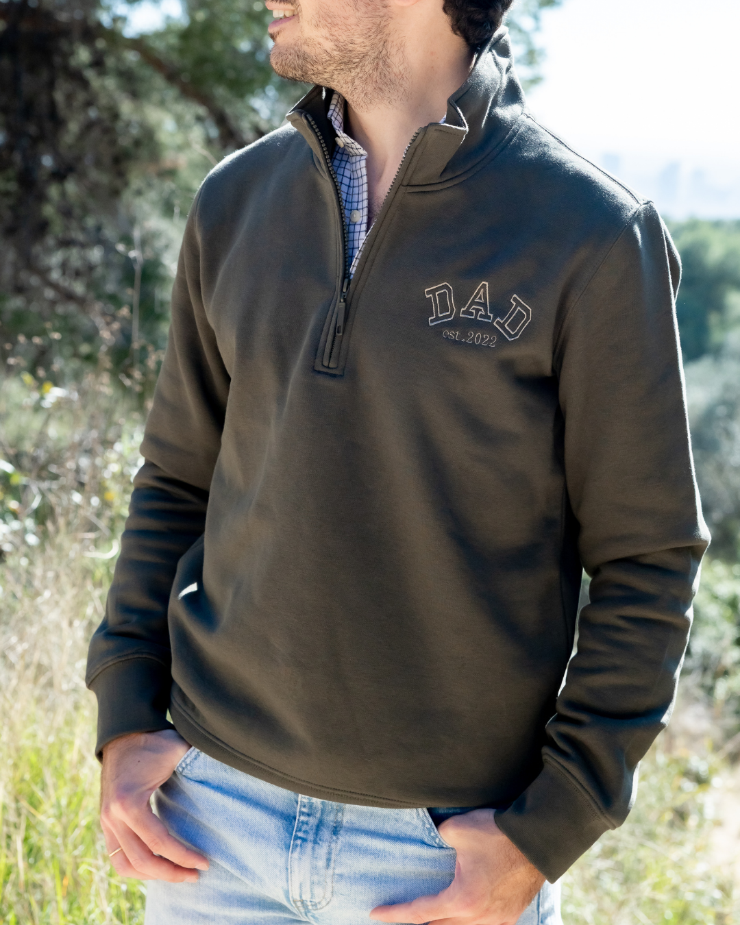 Sudadera personalizada zip Dad kaki