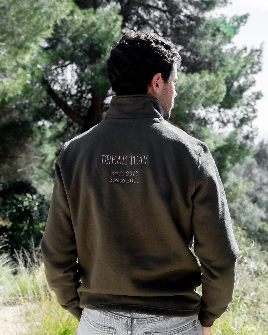 Sudadera personalizada zip Dad kaki