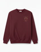 Sudadera granate unisex vista frontal, personalizada y corazón granate en pecho izquierdo