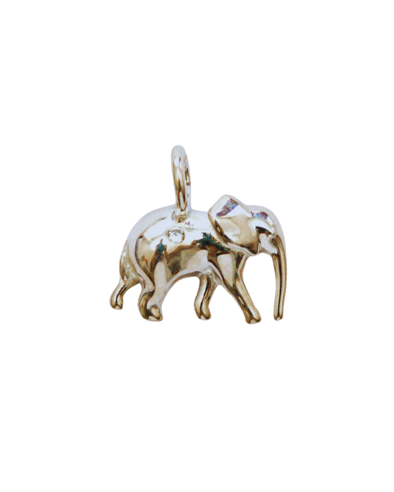 Elephant Zirconia Charm Silver