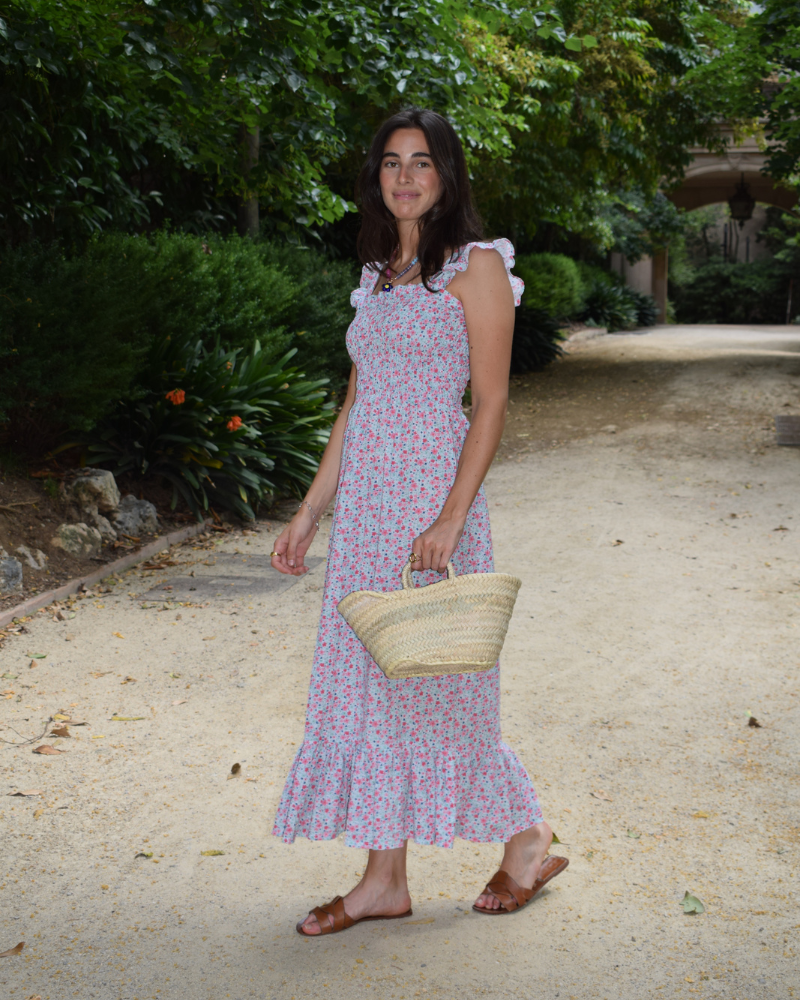 Vestido Rocio Flowers verde agua