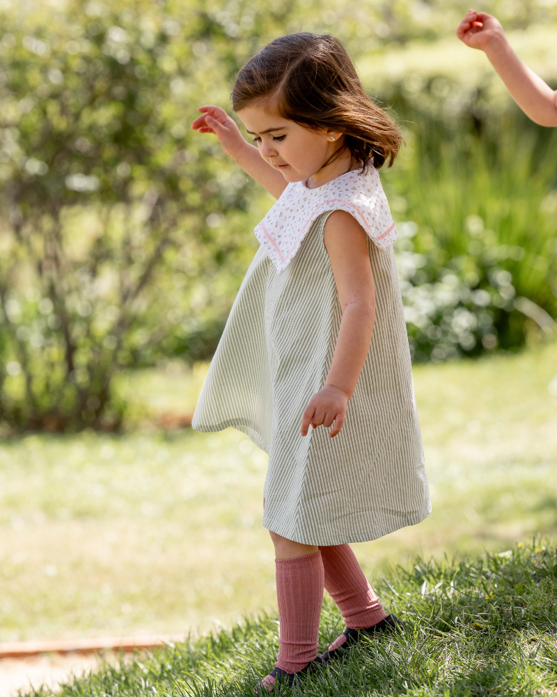 Green striped dress (girls')