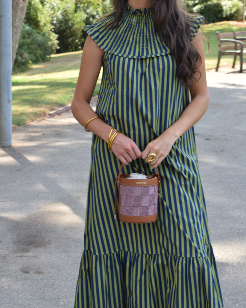 Vestido Jazmin Green & Blue Stripes