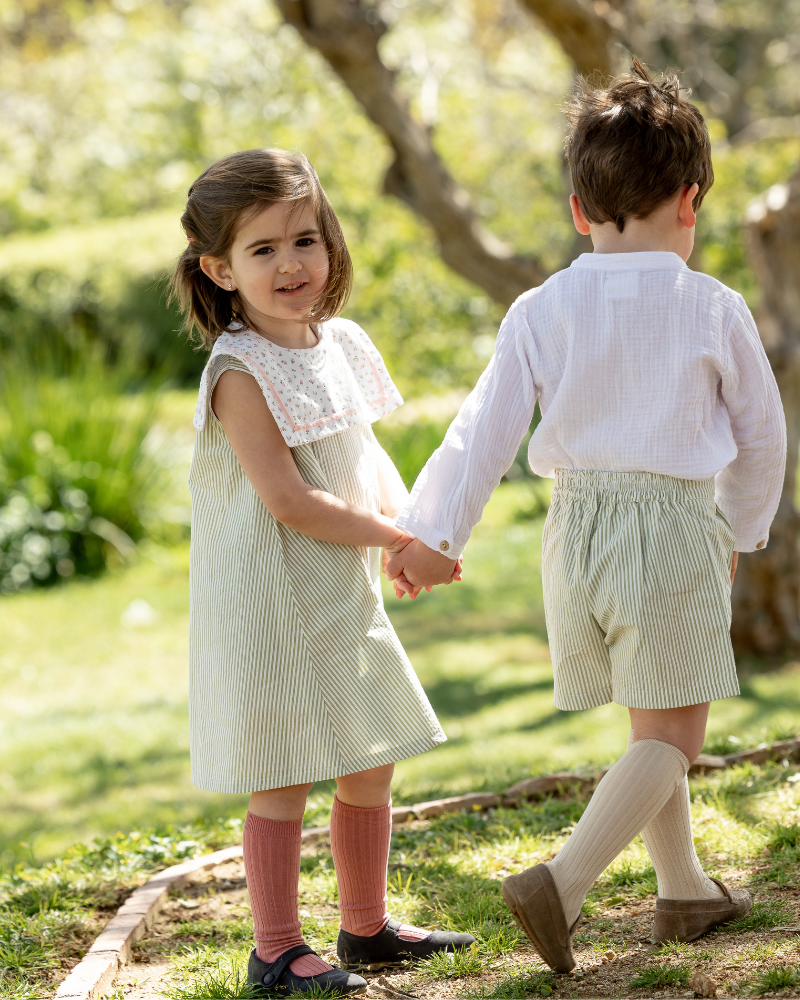 Green striped dress (girls')