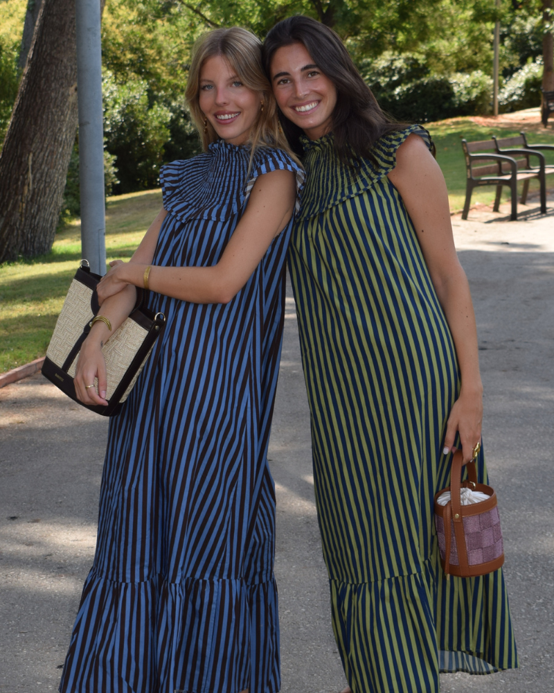 Vestido Jazmin Green & Blue Stripes