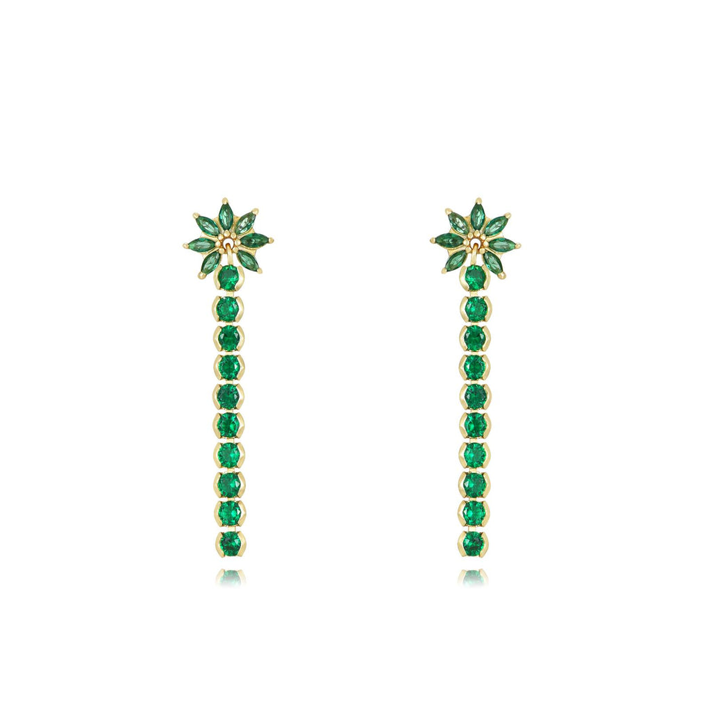 Pendientes long flowers green