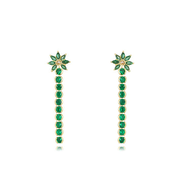 Long flower green earrings