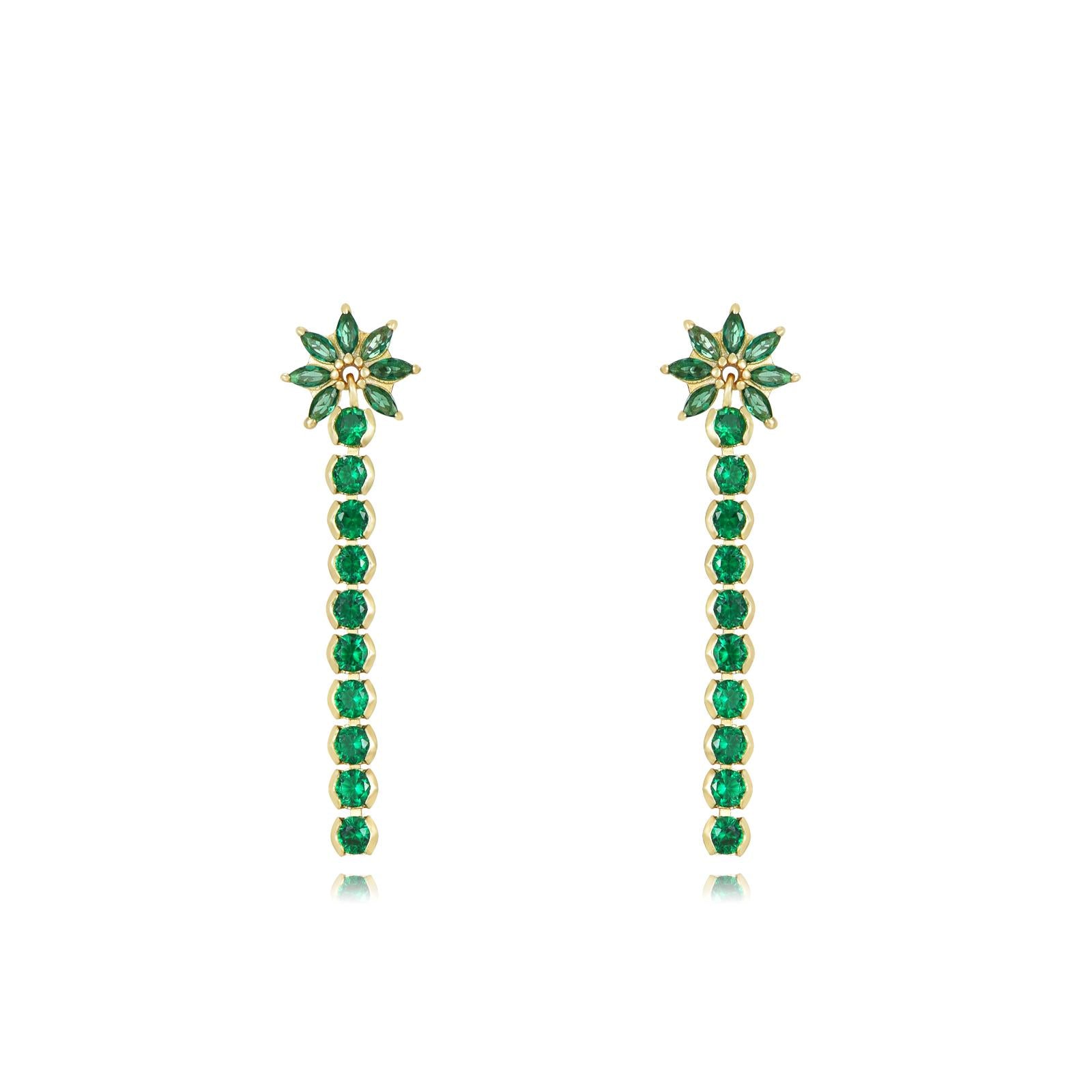 Pendientes long flowers green