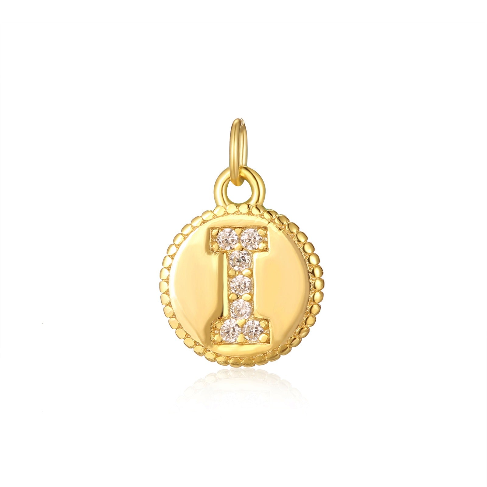 Charm inicial mini plaquita circonitas gold