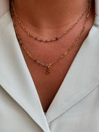 Initial tourmaline combo necklace
