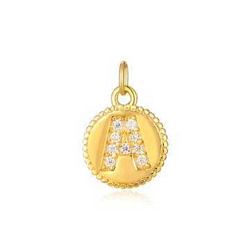 Charm inicial mini plaquita circonitas gold