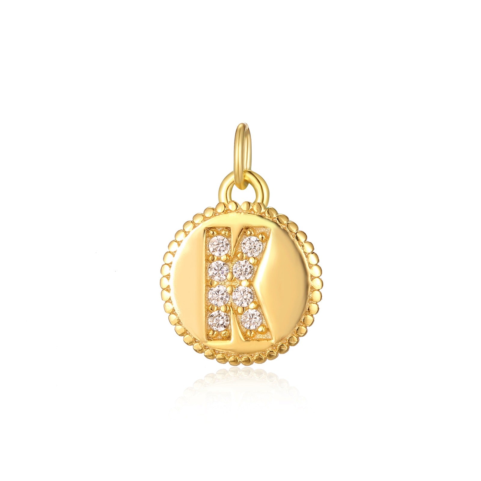 Charm inicial mini plaquita circonitas gold