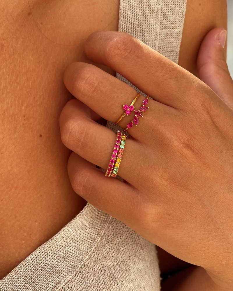 Anillo Shine Rubí Silver