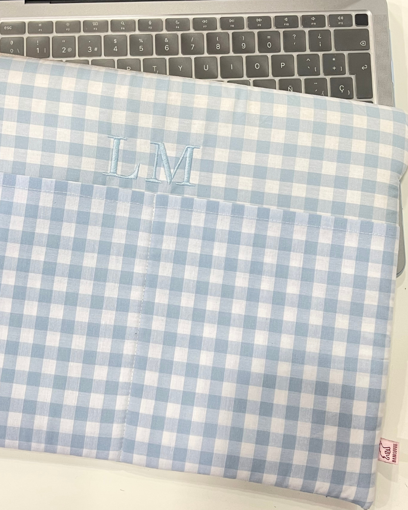 Funda personalizada vichy azul cielo