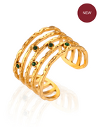 Anillo ajustable multi franjas green