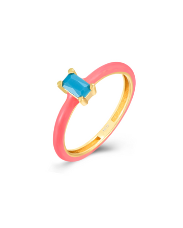 Glass Turquoise enamel ring