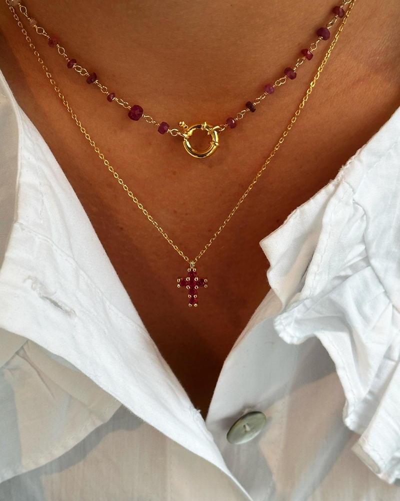 Ruby Cross Necklace