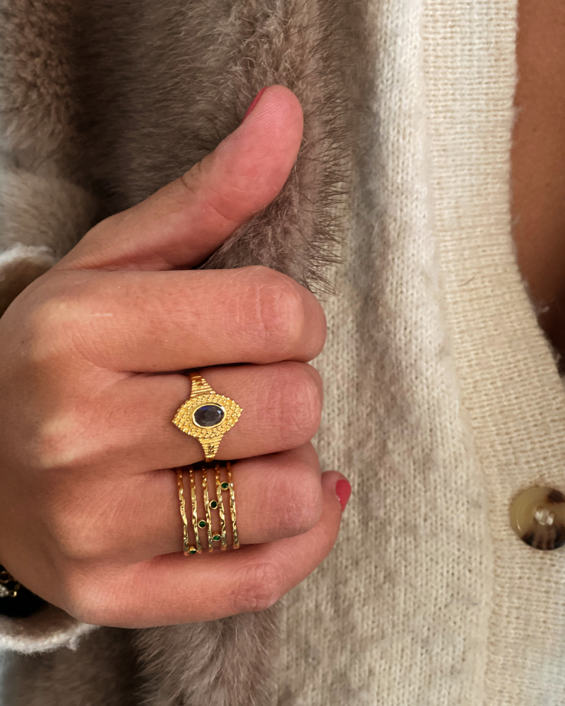 Anillo ajustable multi franjas green