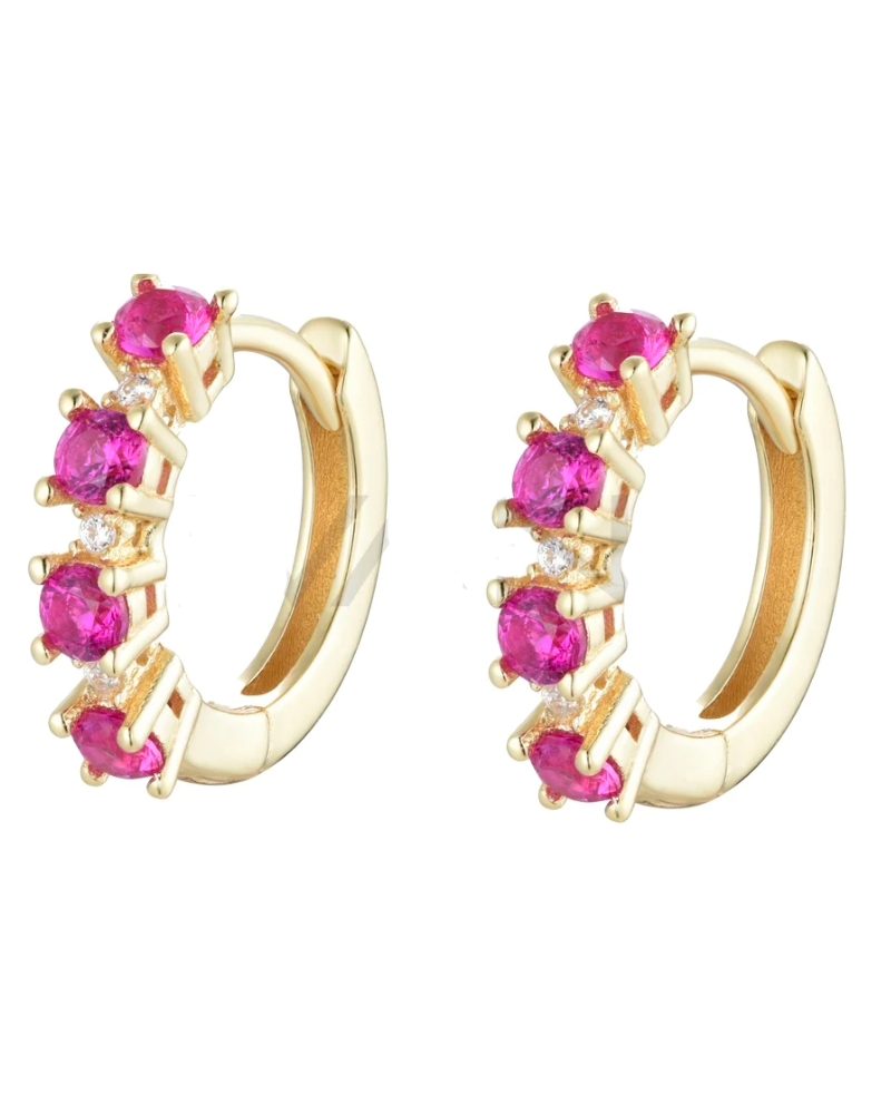 Pendientes tres circonitas Rubí