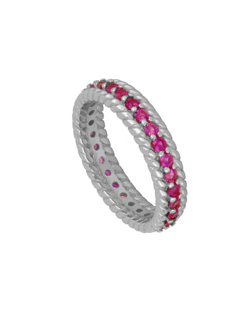 Ruby Silver Braided Ring