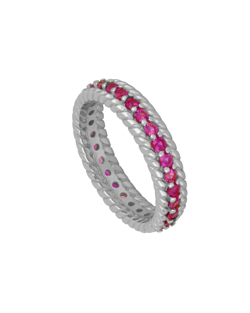 Anillo Trenzado Rubí Silver