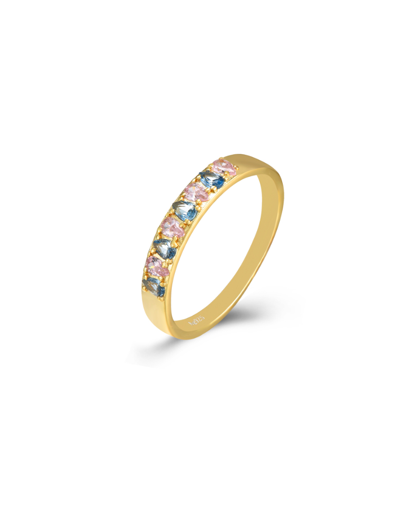 Anillo Aguamarina y Rosa