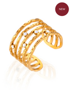 Anillo ajustable multi franjas white