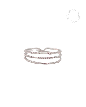 Anillo ajustable tres franjas Silver