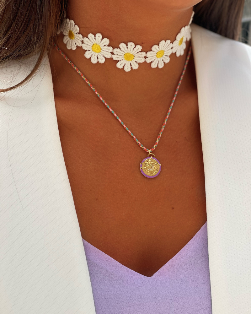 Choker Polo flowers white