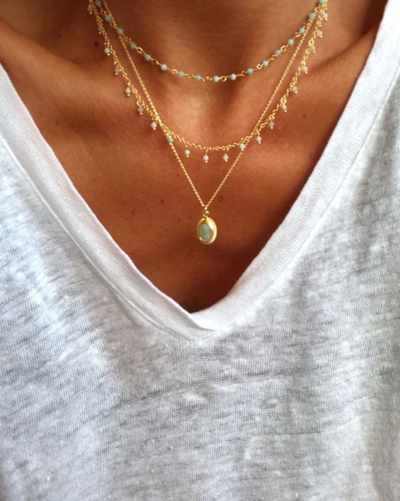 SEA AMAZONITE GOLD NECKLACE