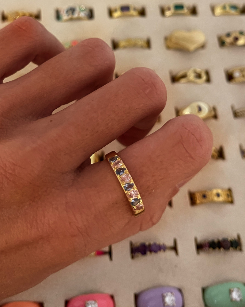 Anillo Aguamarina y Rosa