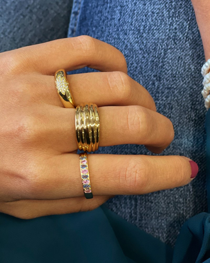 Anillo Aguamarina y Rosa