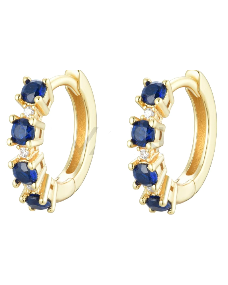 Pendientes tres circonitas zafiro
