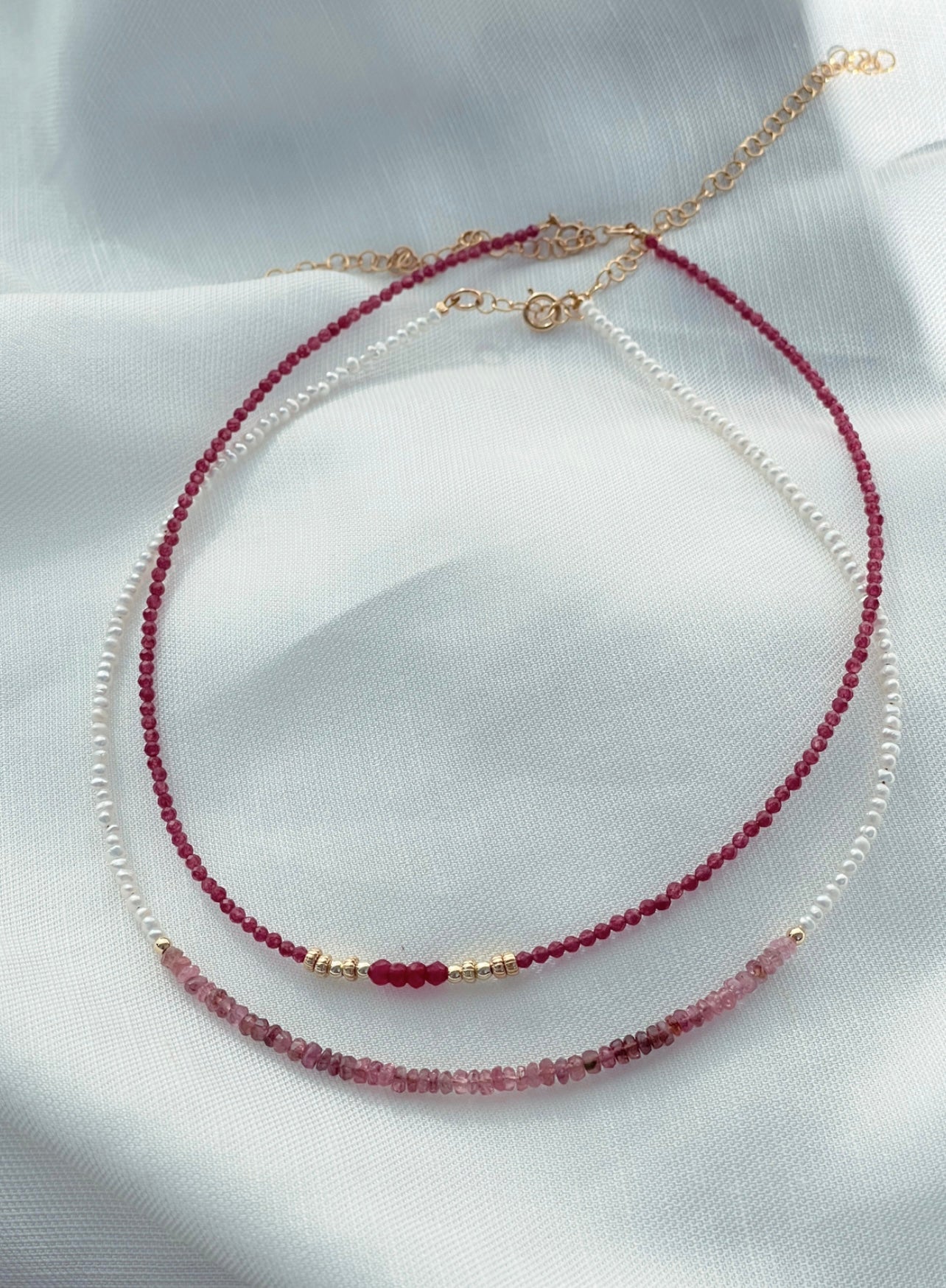 Classic tourmaline rosé Initials necklace