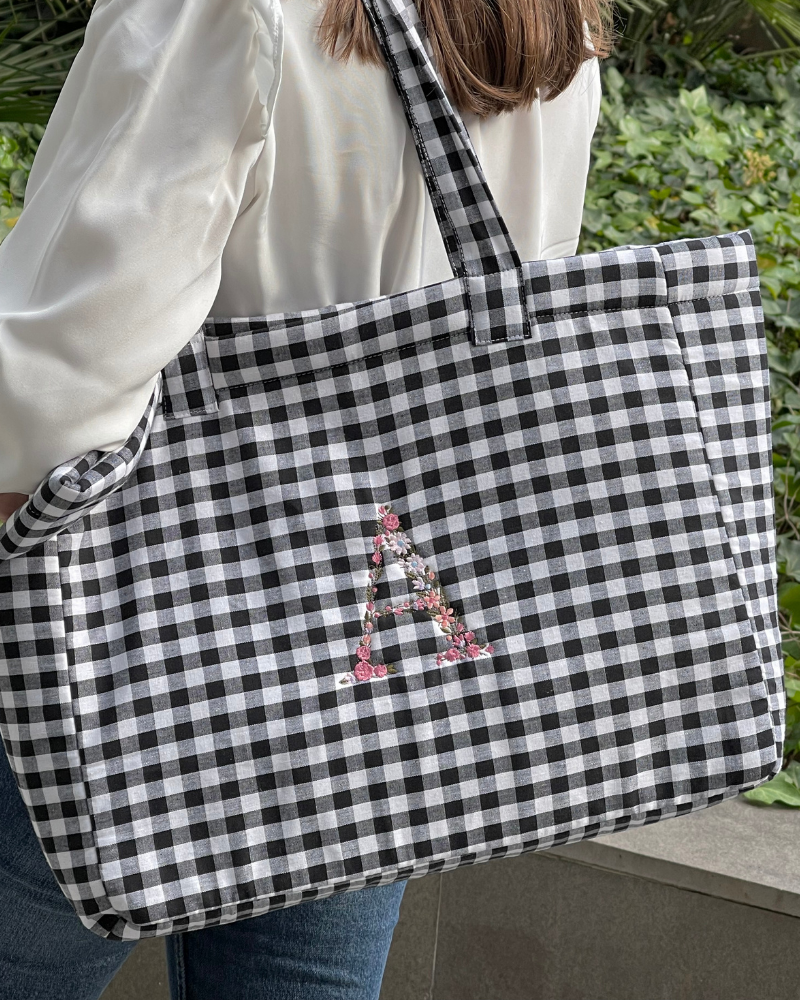 Bolso Vichy Black Flowers
