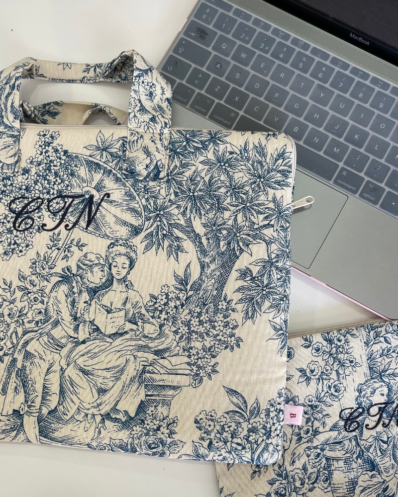 Funda personalizada Toile de jouy azul