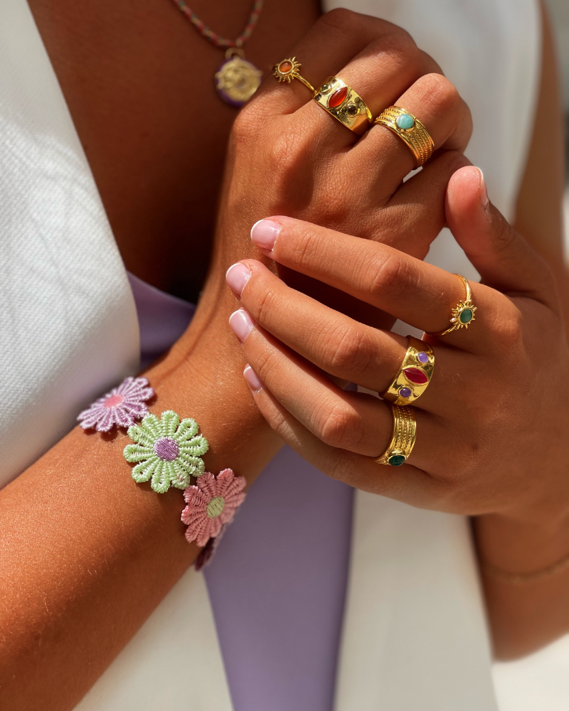 Pulsera Polo flowers White