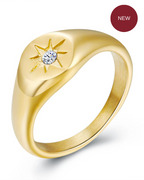 Anillo estrella circonita acero