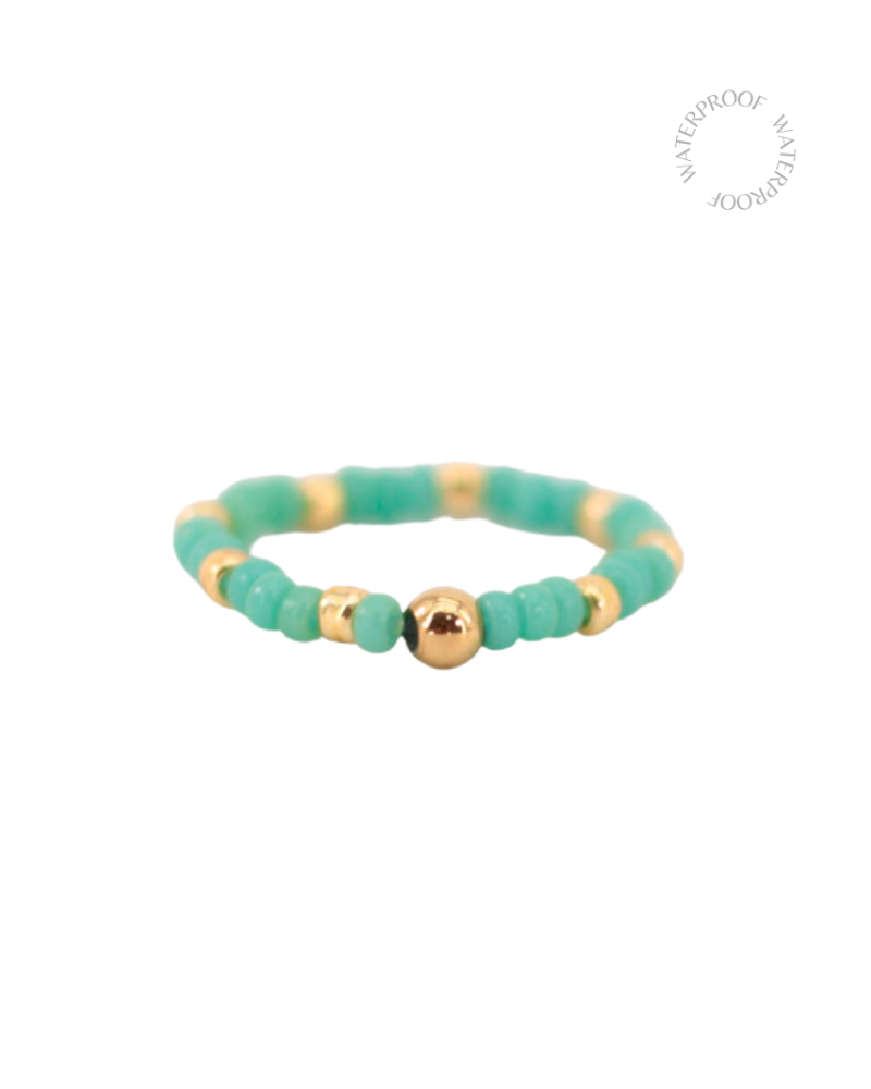 Anillo bolitas turquesa