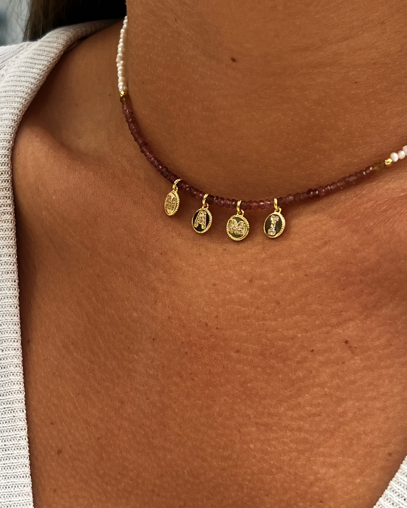 Collar classic turmalina rosé Initials