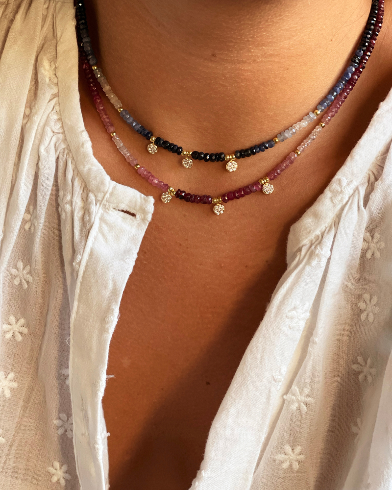 Collar Mineral Rubí Rondelle