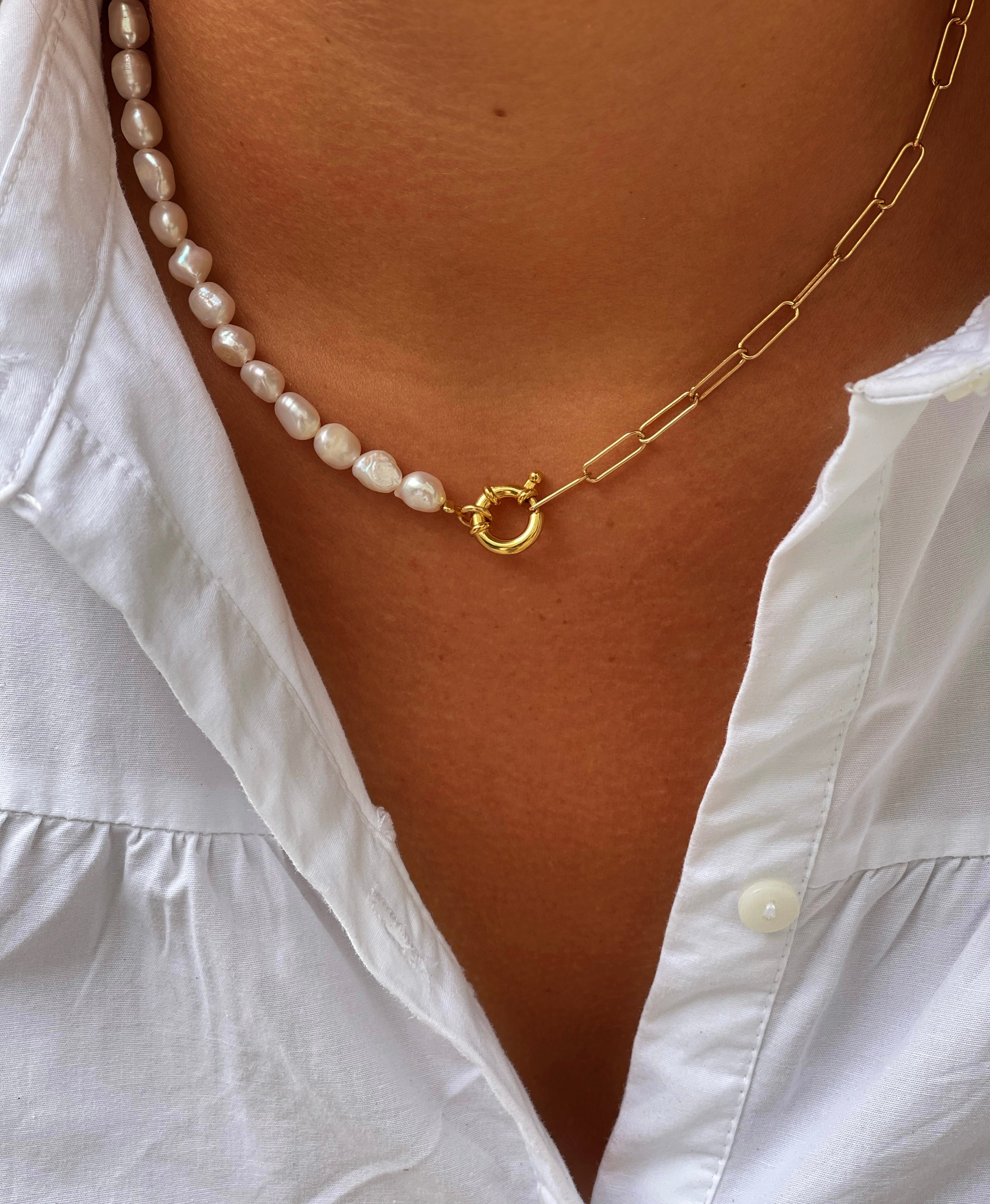 Collar Eternity Big Pearls combinado