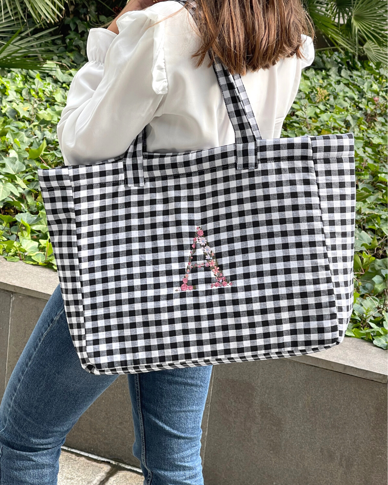 Bolso Vichy Black Flowers