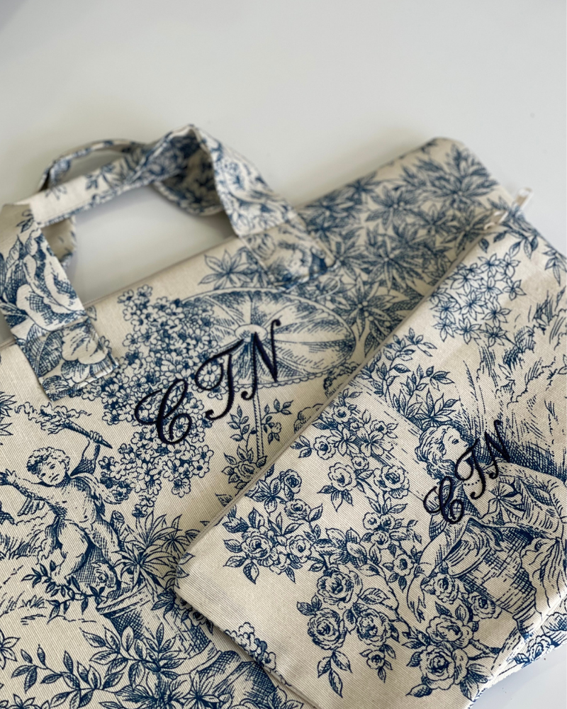 Funda personalizada Toile de jouy azul
