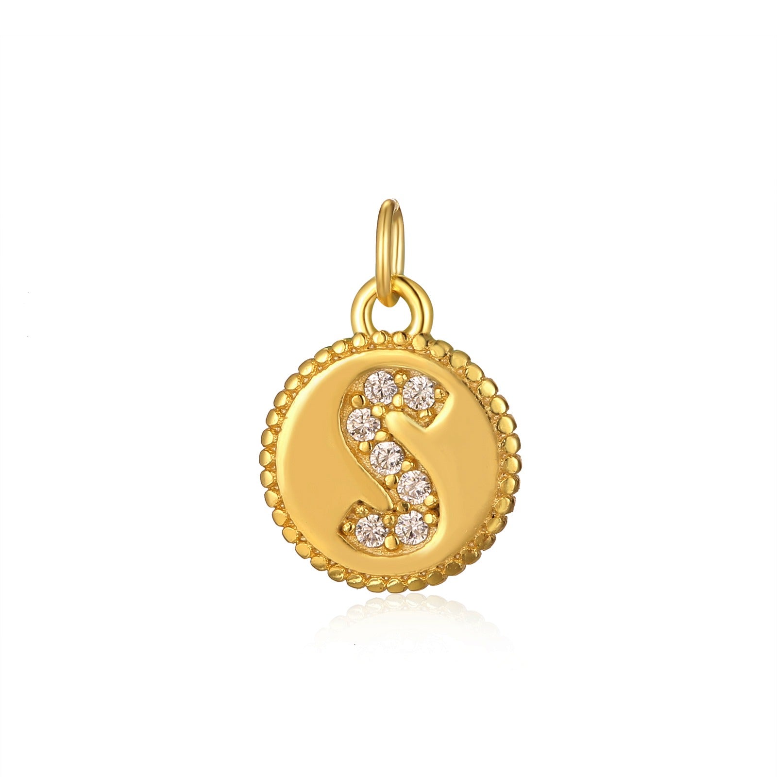 Charm inicial mini plaquita circonitas gold