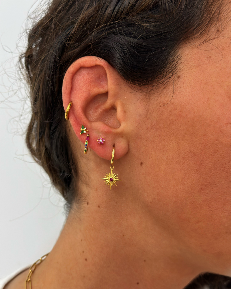 Pendientes star sun white silver