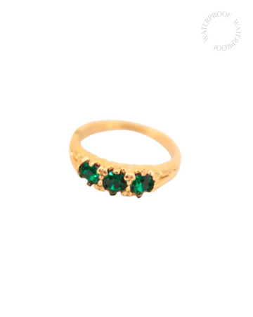 Ring three zircons green onyx steel