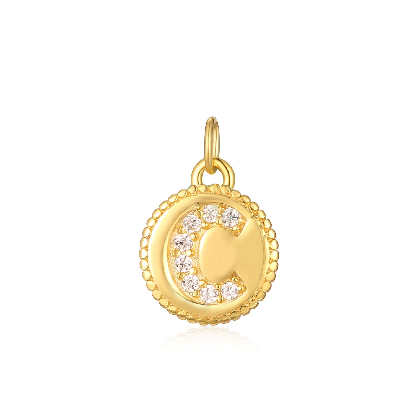 Charm inicial mini plaquita circonitas gold